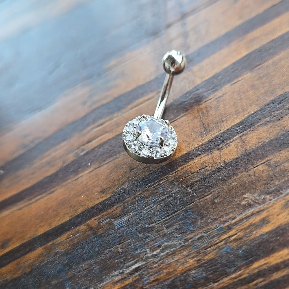 Elegant Silver Tone Crystal Belly Button Rings Navel Stainless Steel Women Jewel - Picture 6 of 16